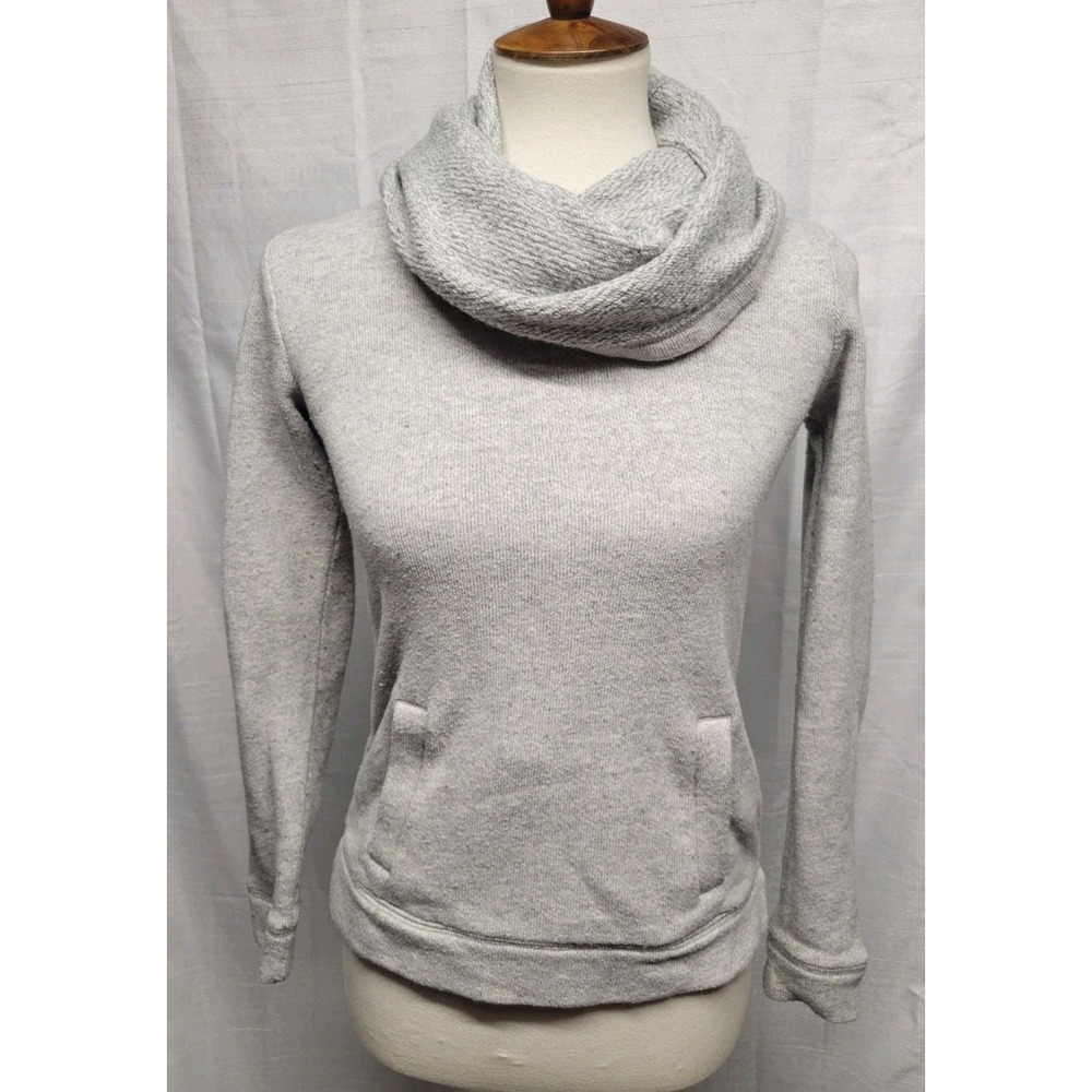 J Crew Mercantile XXS Womens Gray Cowl Neck Funnel Neck Pocket Sweatshirt